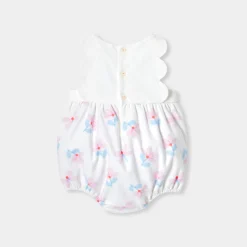 Jacadi Barboteuse bébé fille en piqué de coton - lore BLANC/MULTICO Discount