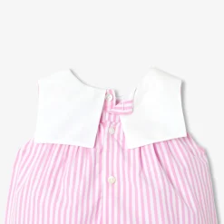 Jacadi Barboteuse bébé fille en popeline rayée - BLANC/ROSE Hot