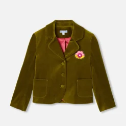Jacadi Blazer enfant fille en velours lisse - VERT OLIVE Discount