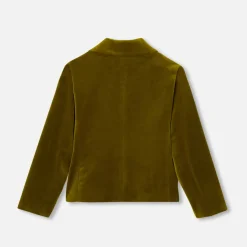 Jacadi Blazer enfant fille en velours lisse - VERT OLIVE Discount