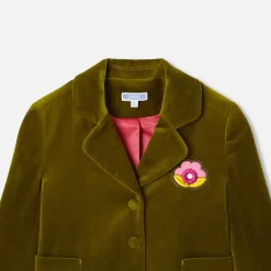 Jacadi Blazer enfant fille en velours lisse - VERT OLIVE Discount