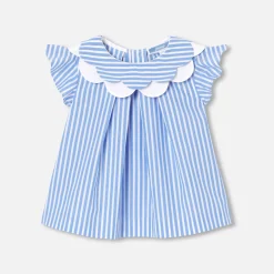 Jacadi Blouse bébé fille en popeline - BLANC/BLEU Online
