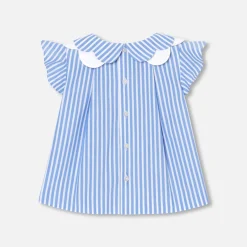 Jacadi Blouse bébé fille en popeline - BLANC/BLEU Online