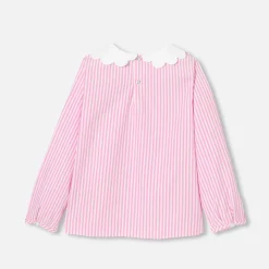 Jacadi Blouse enfant fille en popeline rayée - BLANC/ROSE Sale