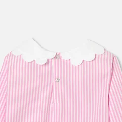 Jacadi Blouse enfant fille en popeline rayée - BLANC/ROSE Sale