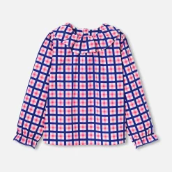 Jacadi Blouse enfant fille en vichy - lore BLANC/MULTICO Discount