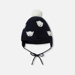 Jacadi Bonnet bébé garçon à pompon - MARINE/BLANC Sale