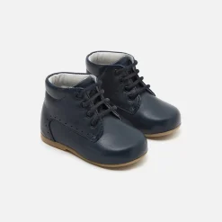 Jacadi Bottillons premiers pas mixte en cuir lisse - marine MARINE JACADI Outlet