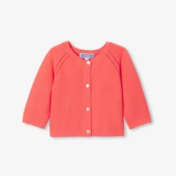 Jacadi Cardigan bébé fille en point mousse CORAIL FLUO New