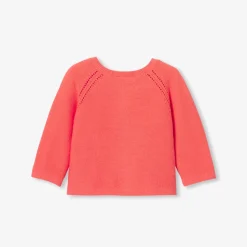 Jacadi Cardigan bébé fille en point mousse CORAIL FLUO New