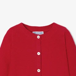 Jacadi Cardigan bébé fille en point mousse - ROUGE TOMATE Outlet