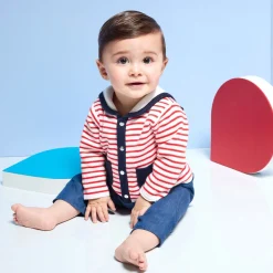 Jacadi Cardigan bébé garçon col marin - BLANC/ROUGE Hot