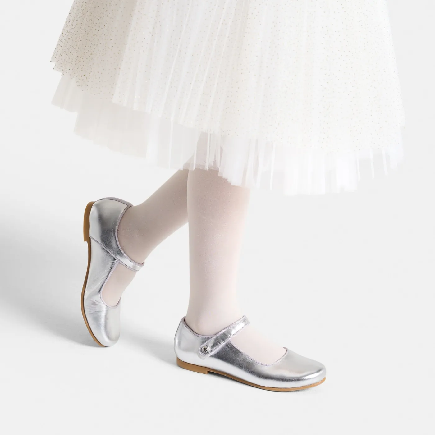 Jacadi Charles IX enfant fille en cuir glacé - ARGENT New