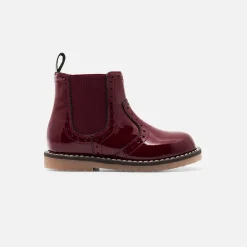 Jacadi Chelsea boots bébé fille en cuir verni - BORDEAUX Best
