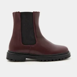 Jacadi Chelsea boots enfant fille en cuir lisse - BORDEAUX Best