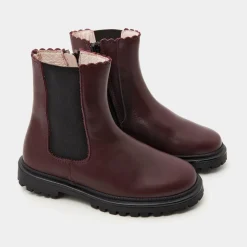 Jacadi Chelsea boots enfant fille en cuir lisse - BORDEAUX Best