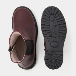 Jacadi Chelsea boots enfant fille en cuir lisse - BORDEAUX Best
