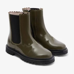 Jacadi Chelsea boots enfant fille en cuir lisse - KAKI New