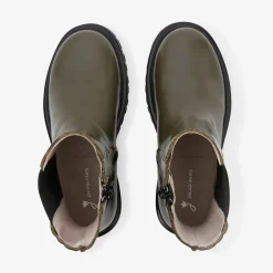 Jacadi Chelsea boots enfant fille en cuir lisse - KAKI New