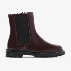 Jacadi Chelsea boots enfant fille en cuir lisse - BORDEAUX Outlet