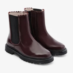 Jacadi Chelsea boots enfant fille en cuir lisse - BORDEAUX Outlet