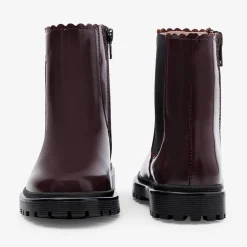 Jacadi Chelsea boots enfant fille en cuir lisse - BORDEAUX Outlet