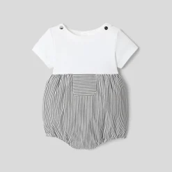 Jacadi Combinaison bébé garçon bi-matière - BLANC/GRIS Outlet