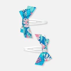 Jacadi Duo de barrettes noeud en tissu Liberty - ROSE/VERT New