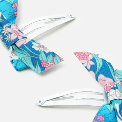 Jacadi Duo de barrettes noeud en tissu Liberty - ROSE/VERT New