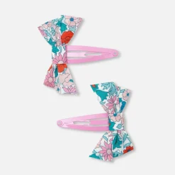 Jacadi Duo de barrettes nœud Tissu Liberty - ROSE/VERT Online