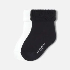 Jacadi Duo de chaussettes bouclette bébé - BLANC/MARINE Outlet