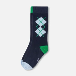 Jacadi Duo de chaussettes hautes enfant garçon MARINE/VERT Hot