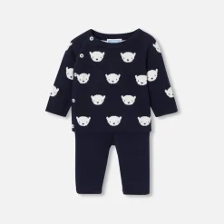 Jacadi Ensemble bébé en tricot jersey - MARINE/ECRU New