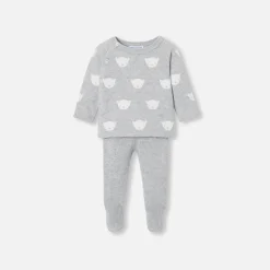 Jacadi Ensemble bébé en tricot jersey - GRIS/ECRU Online