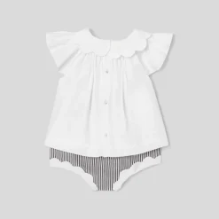 Jacadi Ensemble bébé fille à culotte rayée - BLANC/GRIS Discount