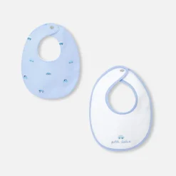Jacadi Lot de 2 bavoirs en éponge - BLANC/BLEU Discount