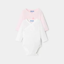 Jacadi Lot de 2 bodies manches longues bébé fille - ROSE/BLANC Clearance
