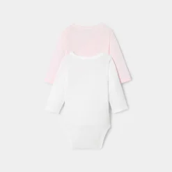Jacadi Lot de 2 bodies manches longues bébé fille - ROSE/BLANC Clearance