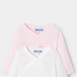 Jacadi Lot de 2 bodies manches longues bébé fille - ROSE/BLANC Clearance