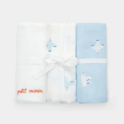 Jacadi Lot de 3 langes - BLANC/BLEU Sale