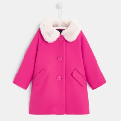 Jacadi Manteau bébé fille à col effet fourrure - ROSE FUSCHIA