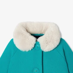 Jacadi Manteau bébé fille en drap de laine - VERT ROSEAU Outlet