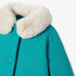 Jacadi Manteau bébé fille en drap de laine - VERT ROSEAU Outlet