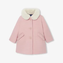 Jacadi Manteau bébé fille en drap de laine - ROSE CHINE Sale