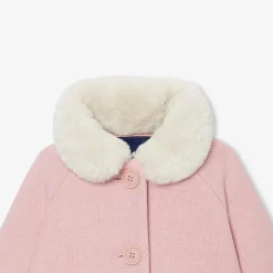 Jacadi Manteau bébé fille en drap de laine - ROSE CHINE Sale