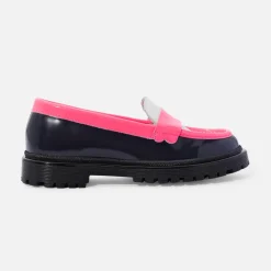 Jacadi Mocassins enfant fille en cuir glacé - lore BLEU/MULTICO Outlet
