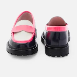 Jacadi Mocassins enfant fille en cuir glacé - lore BLEU/MULTICO Outlet