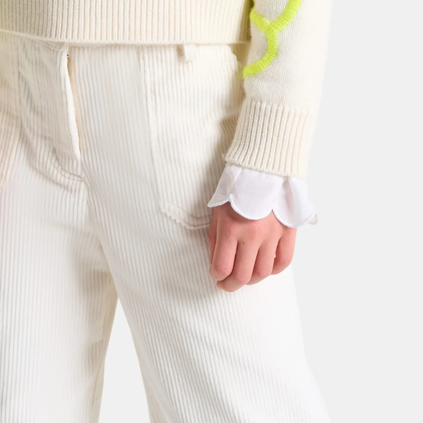Jacadi Pantalon large enfant fille en velours côtelé - blanc doux BLANC DOUX JACADI Hot