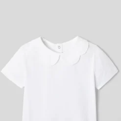 Jacadi Polo enfant fille à col festonné - blanc BLANC JACADI Outlet