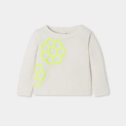 Jacadi Pull bébé fille à fleurs rebrodées - blanc doux BLANC DOUX JACADI Discount